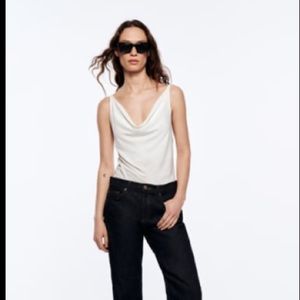 Zara cream bodysuit with draping front